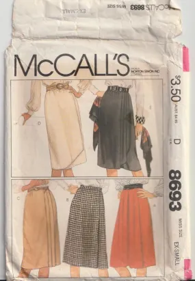 Set of Wrap Skirts - Waist 59-61 cm - Vintage Pattern - McCalls 8693 - 1983 - XS