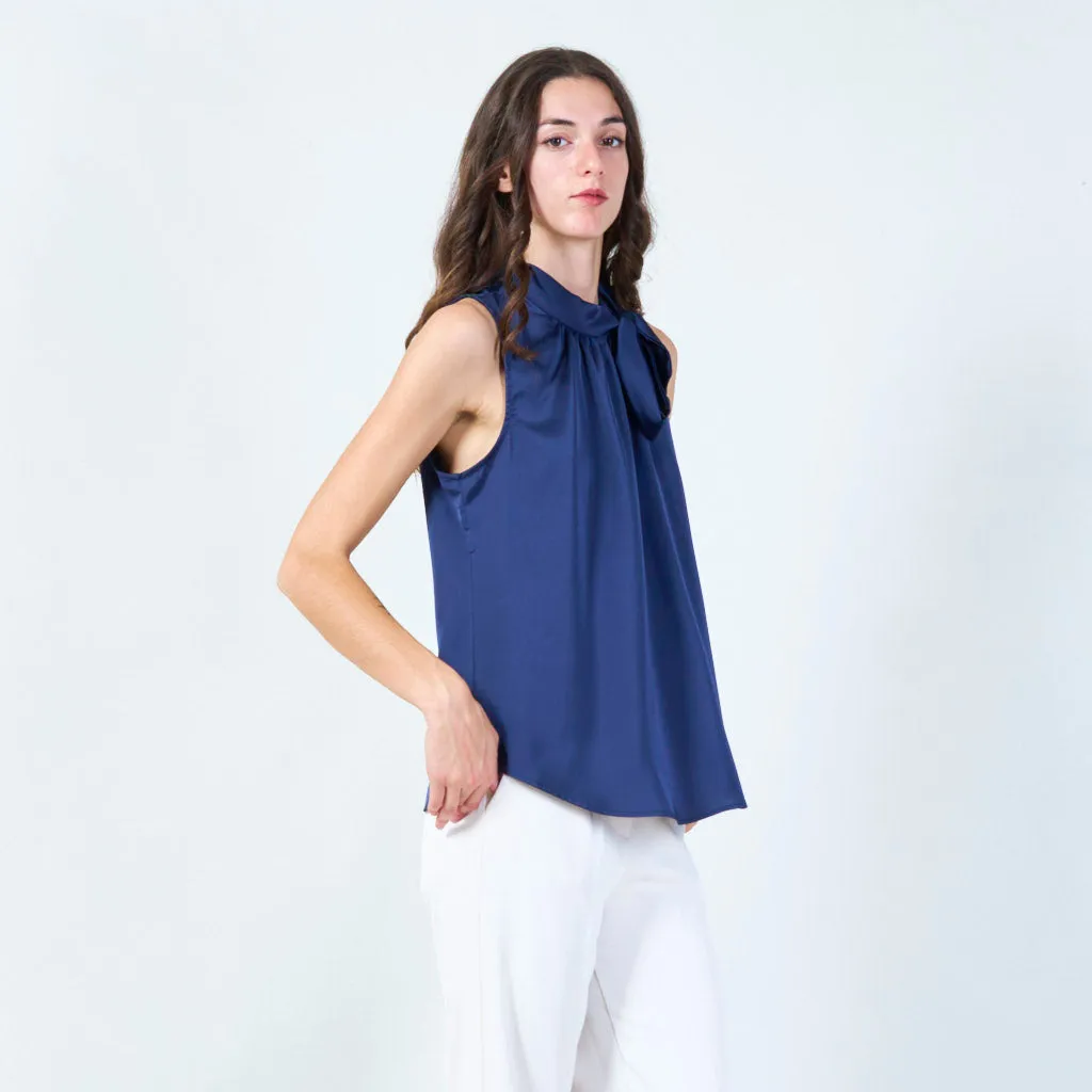 Sleeveless bow-tie blouse wholesale