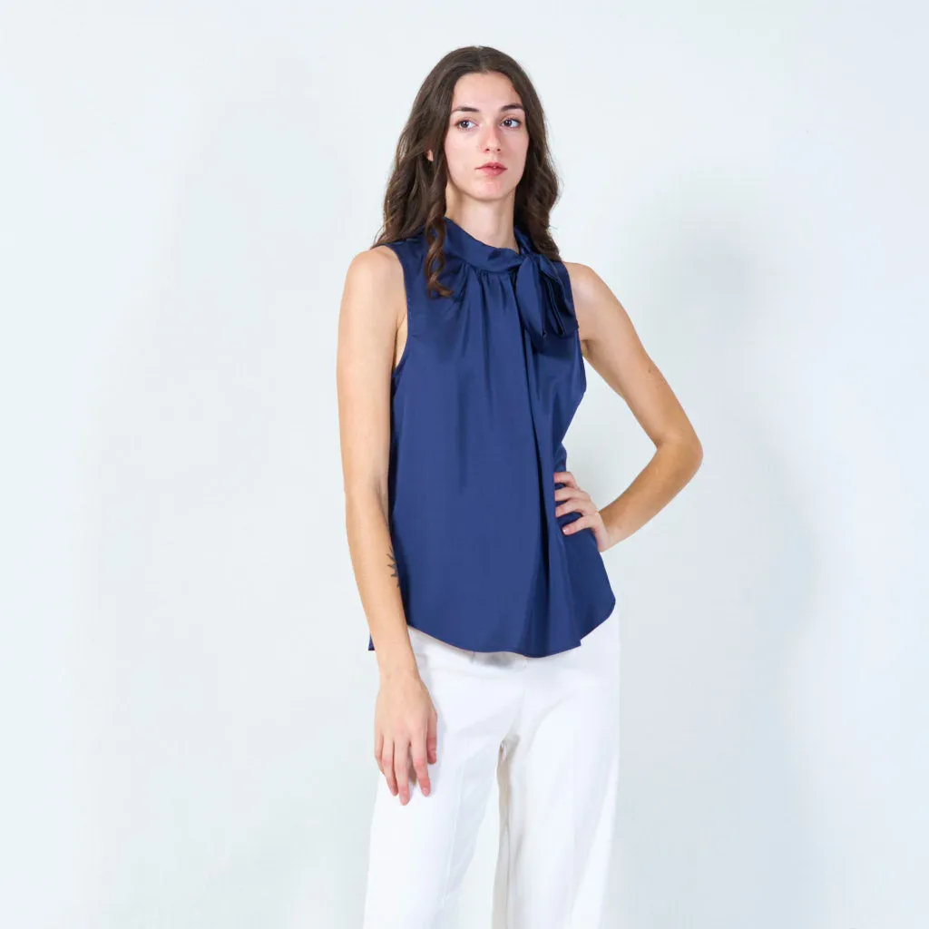 Sleeveless bow-tie blouse wholesale