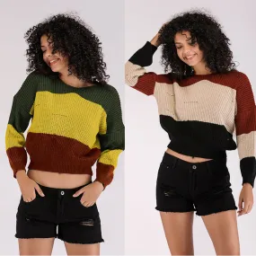 Stripe Round Neck Mini Knitting Sweaters