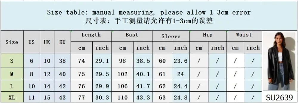 Tavimart Autumn and Winter New High-quality Women's Leather Casual Warm Suit Jacket Top Clothing