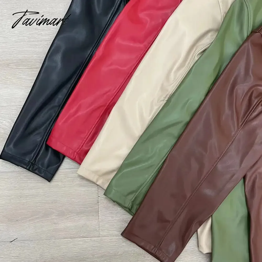 Tavimart Autumn and Winter New High-quality Women's Leather Casual Warm Suit Jacket Top Clothing