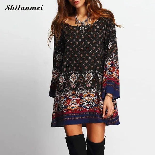 Vintage Hippie Boho Loose Style Party Dress