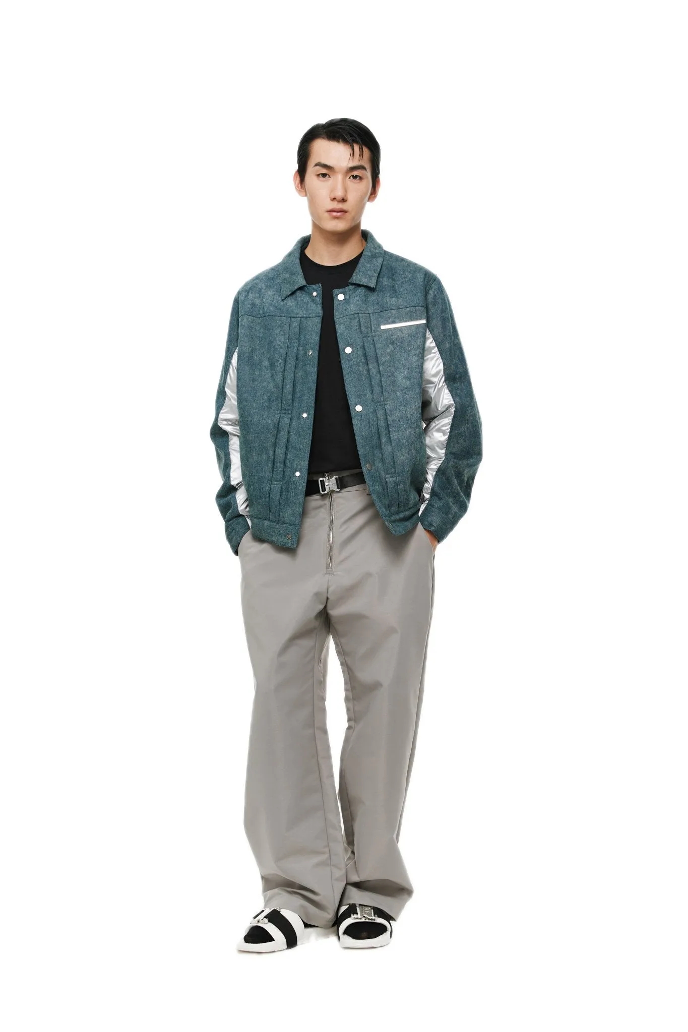 Washed Denim Spliced Padded Jacket