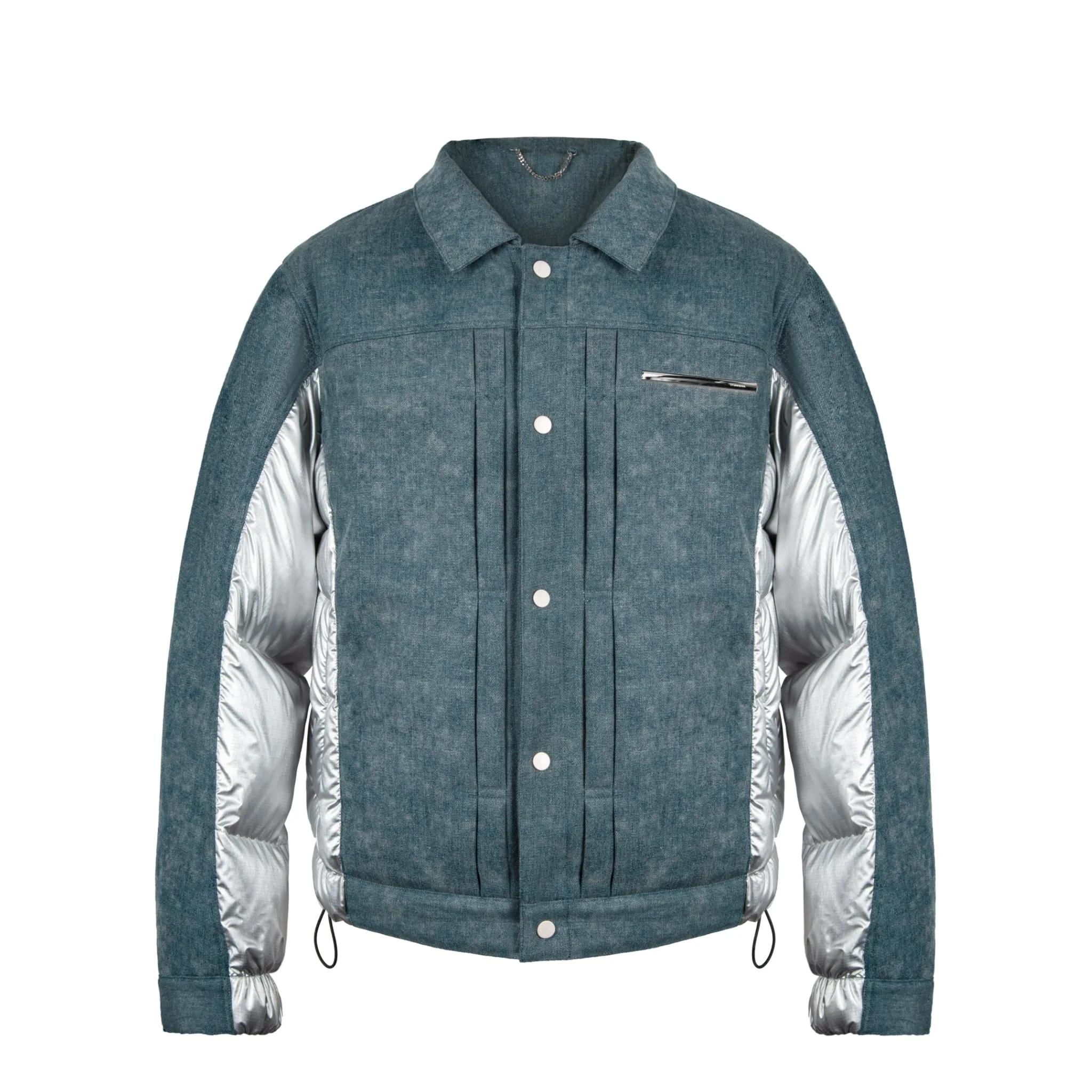 Washed Denim Spliced Padded Jacket