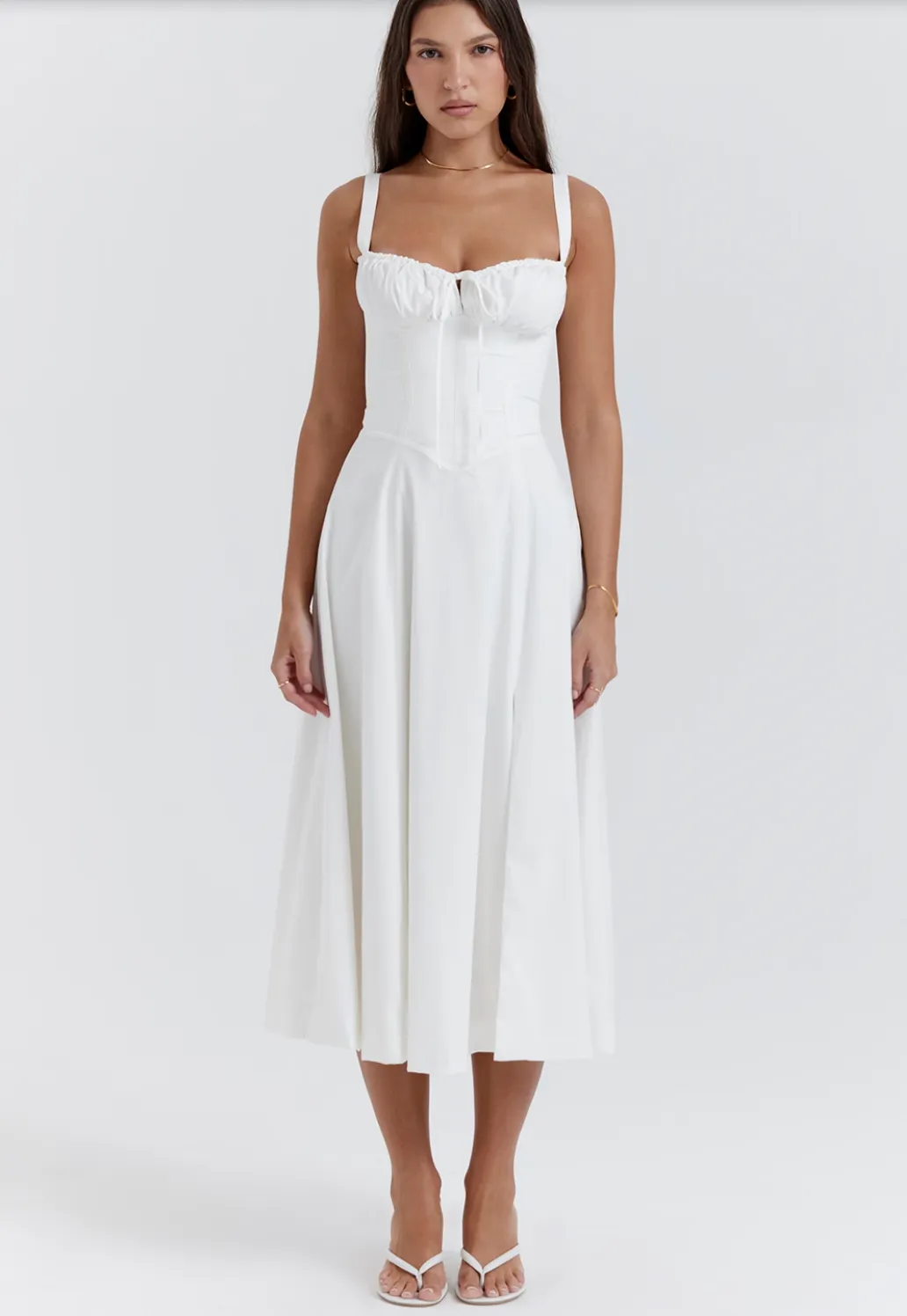 White maxi Sleeveless Bustier A-line Dress