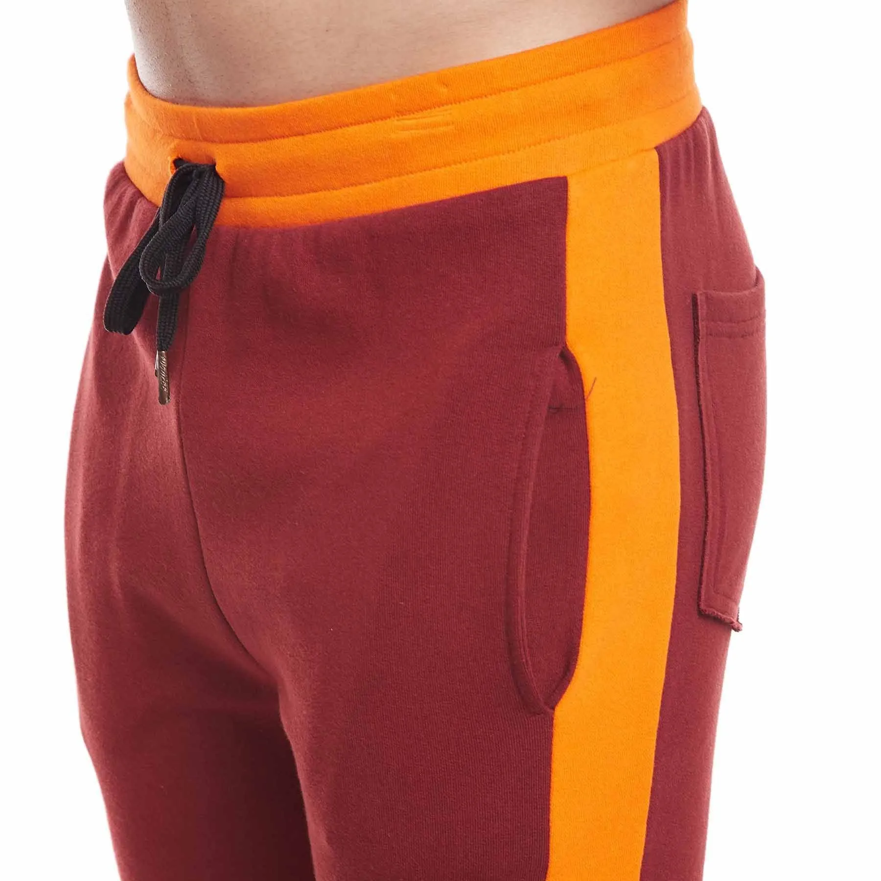 Wine Contrast Zipped Joggers