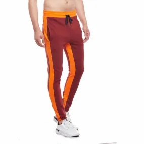 Wine Contrast Zipped Joggers