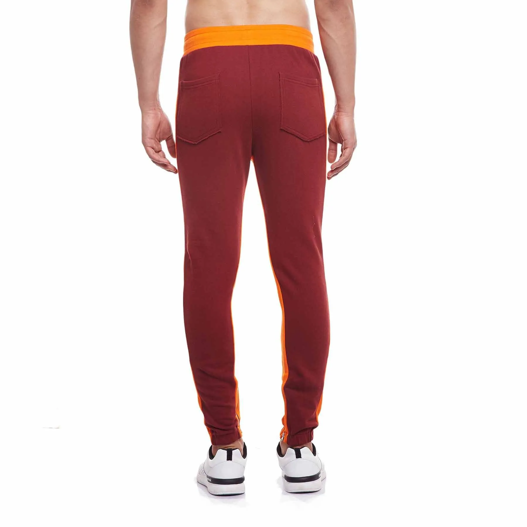 Wine Contrast Zipped Joggers