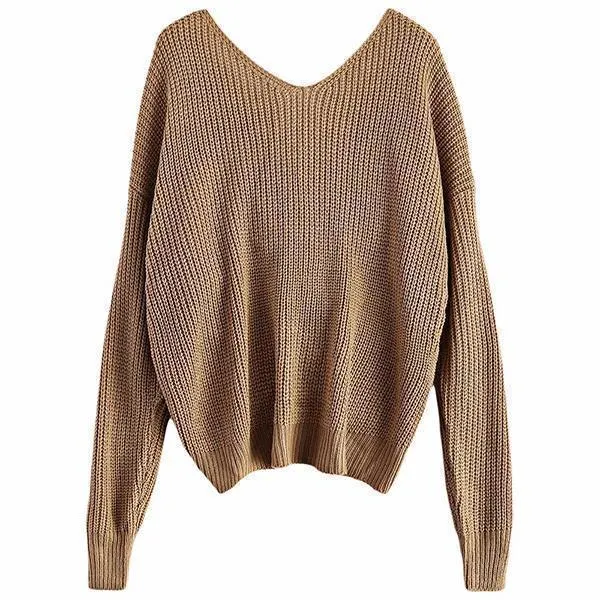 Women Twisted Back Knitted Sweaters