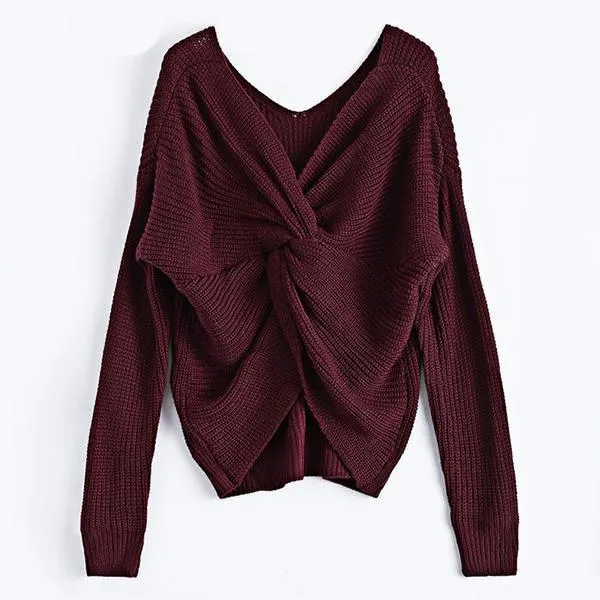 Women Twisted Back Knitted Sweaters