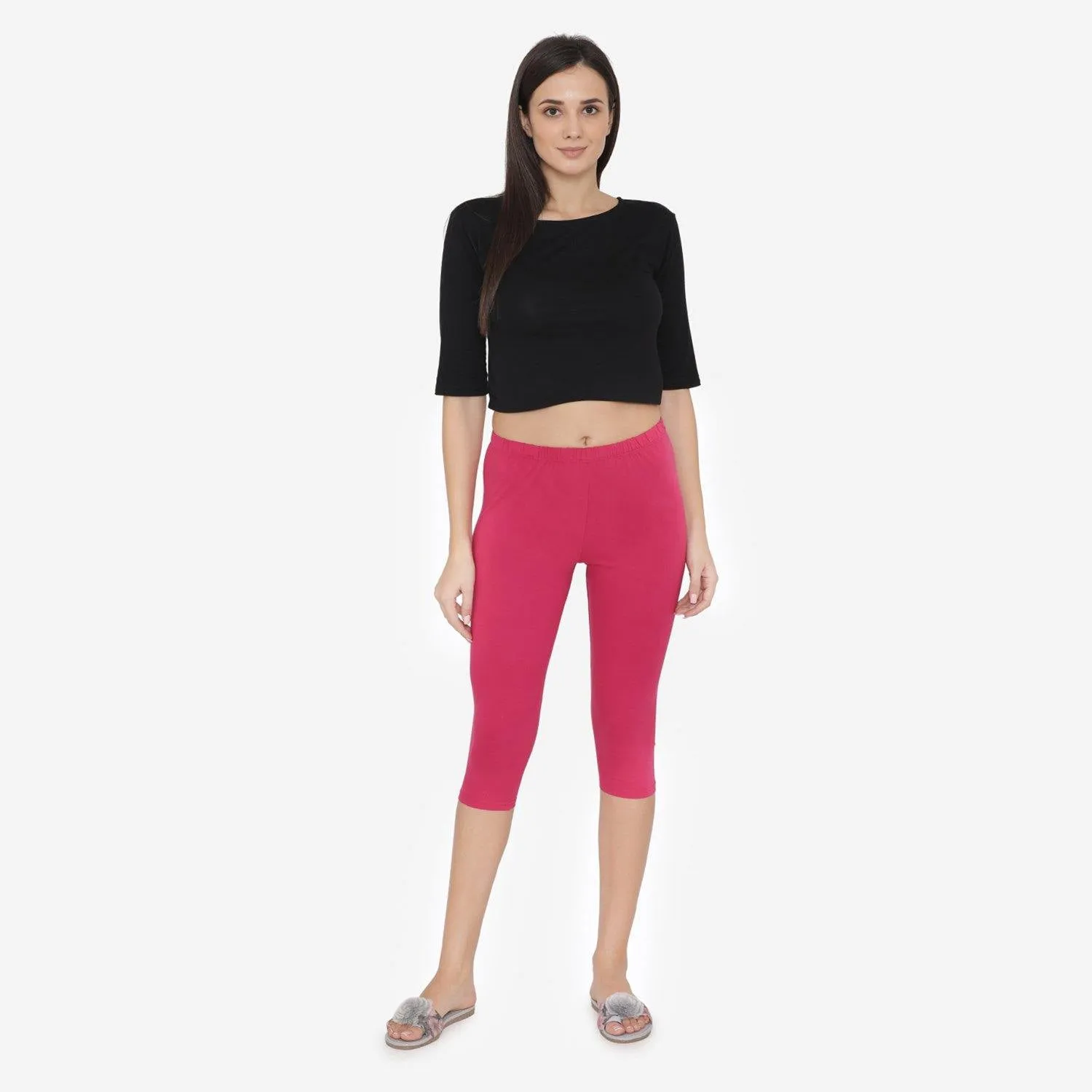 Women's Comfy Classy Capri Leggings - Fuchsia