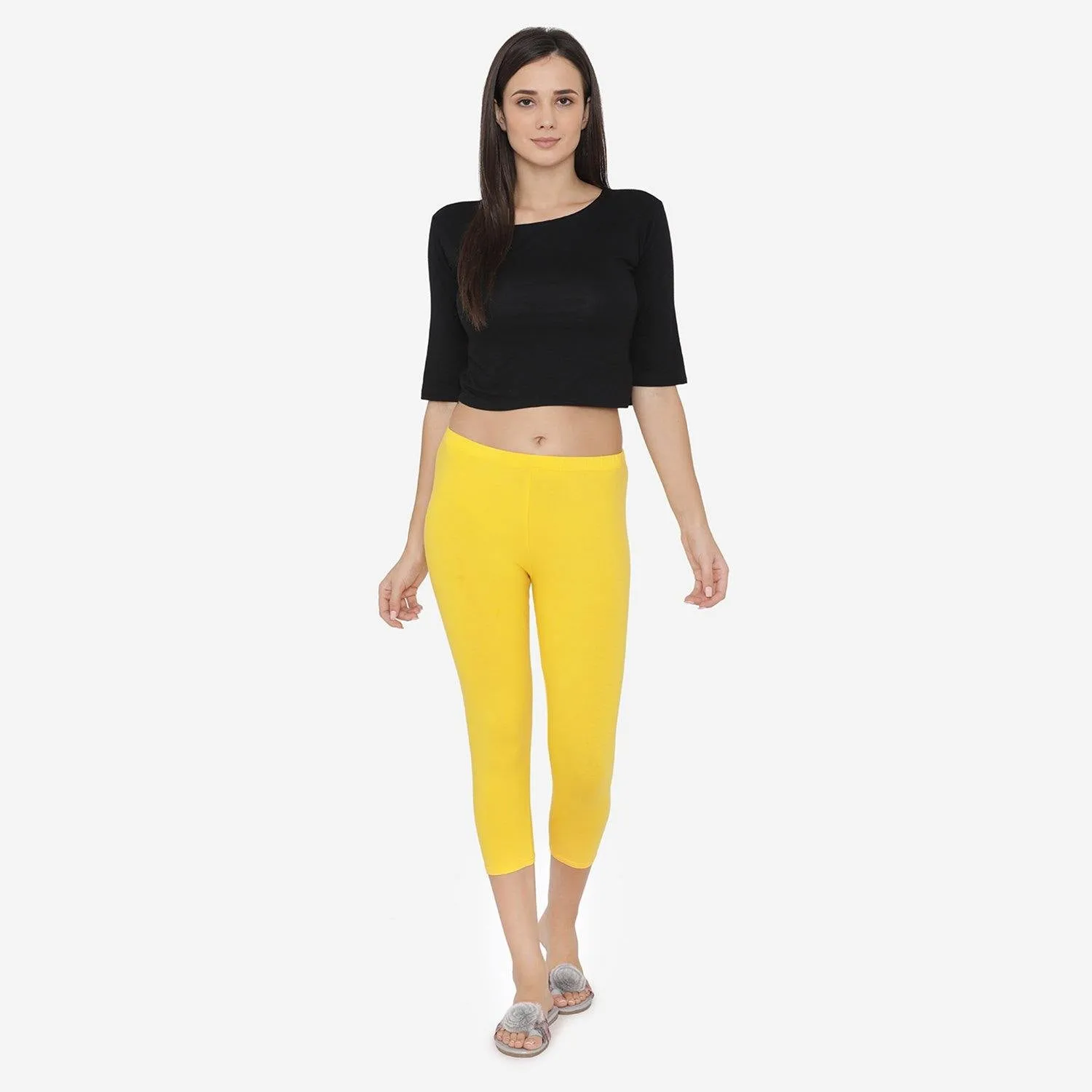 Women's Comfy Classy Capri Leggings - Sun Flower