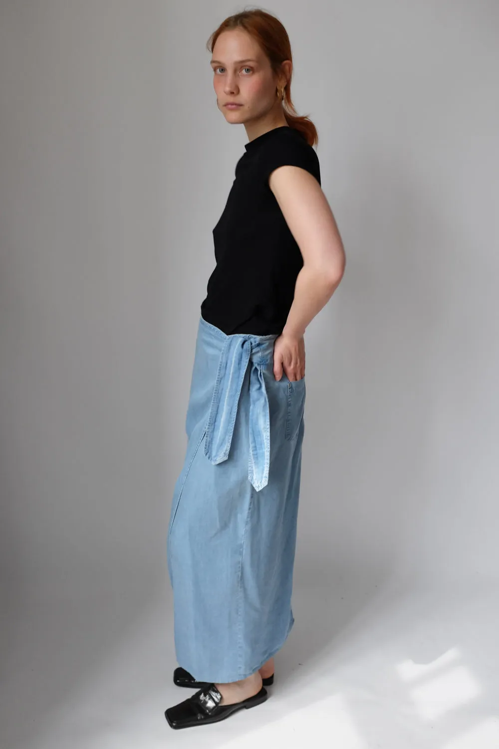 WRAP DENIM JOOP LONG SKIRT