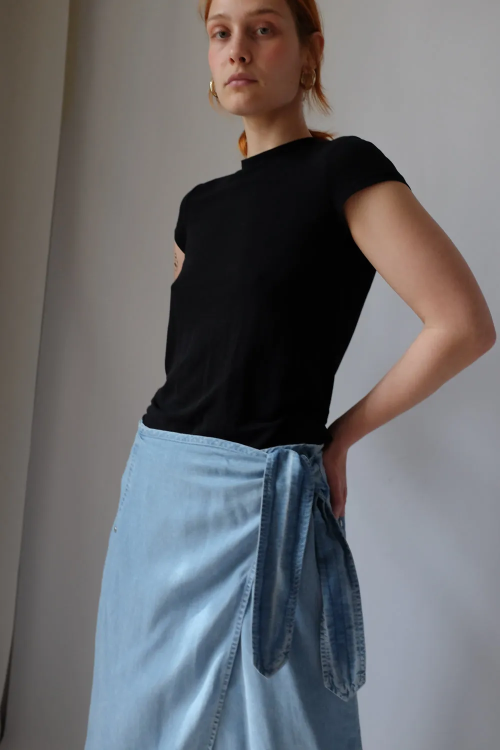 WRAP DENIM JOOP LONG SKIRT