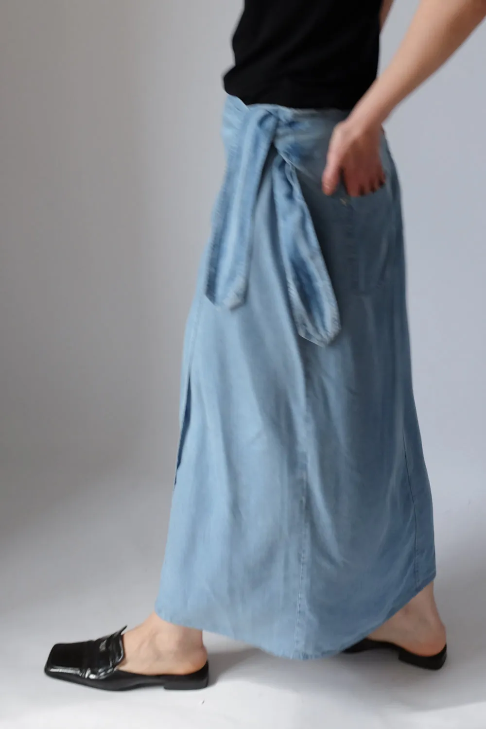 WRAP DENIM JOOP LONG SKIRT