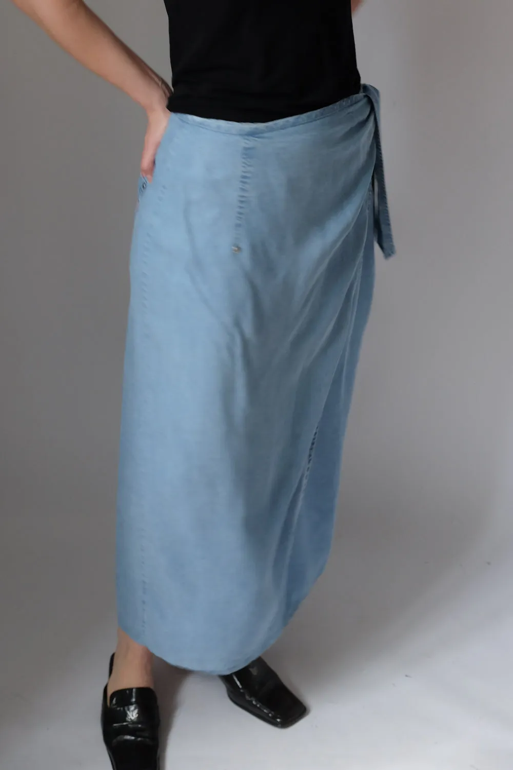 WRAP DENIM JOOP LONG SKIRT