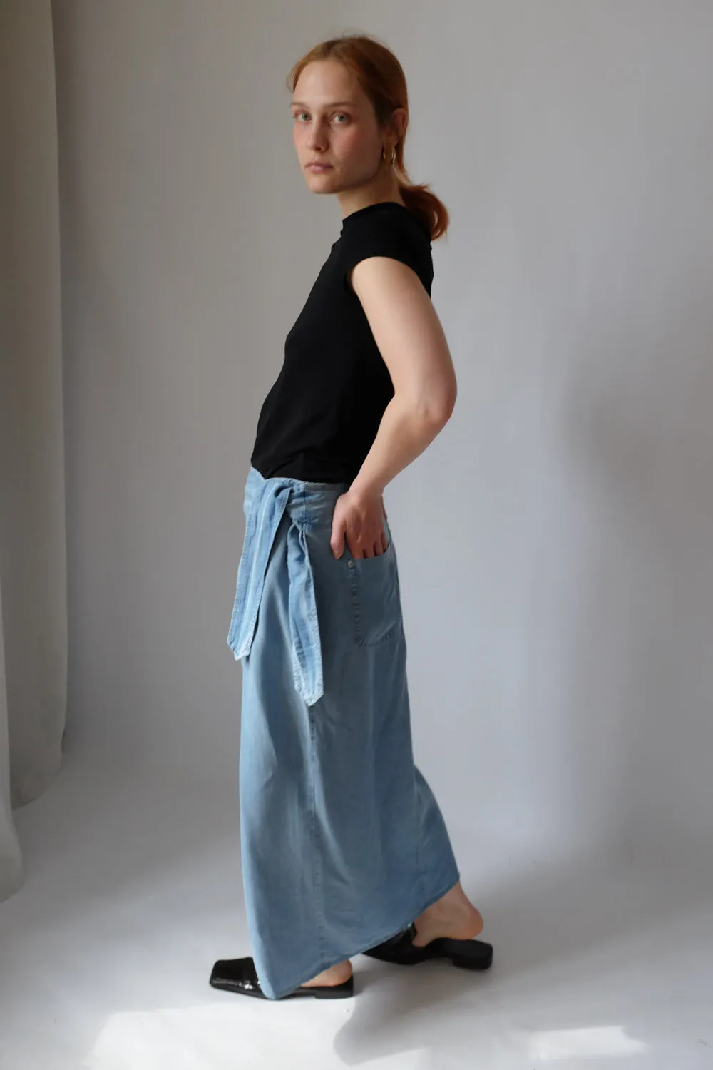 WRAP DENIM JOOP LONG SKIRT