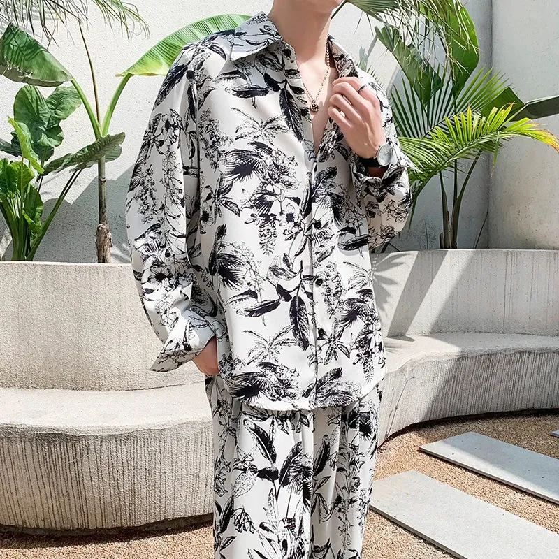 xiangtuibao  -  Luxury Printed Suit 2 Piece Set Ice Breathable Oversized Blazer Trousers Business Formal Casual Suits Party Prom nightclub suits