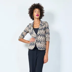 Zigzag pattern blazer with rolled cuffs wholesale